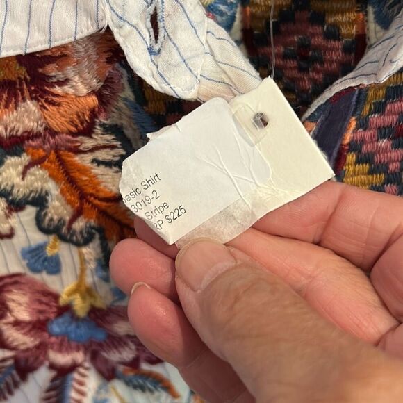 JOHNNY WAS White Blouse with Multicolor Embroidery, S - Picture 5 of 9